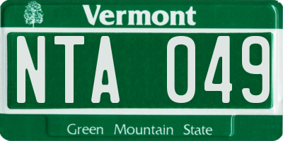 VT license plate NTA049