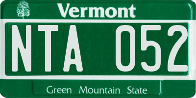 VT license plate NTA052