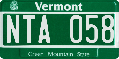 VT license plate NTA058
