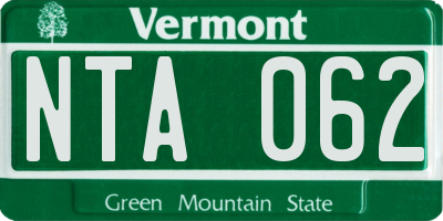 VT license plate NTA062