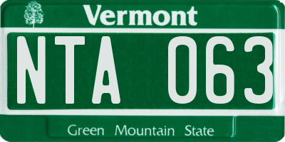 VT license plate NTA063