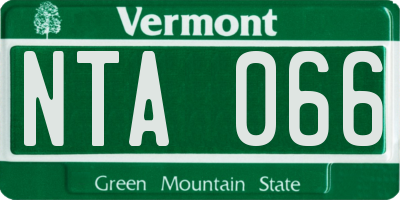 VT license plate NTA066