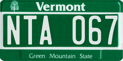 VT license plate NTA067