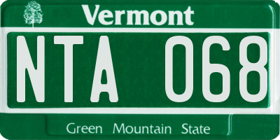 VT license plate NTA068