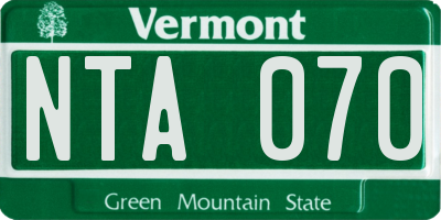 VT license plate NTA070