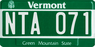 VT license plate NTA071