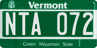VT license plate NTA072