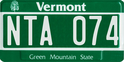 VT license plate NTA074