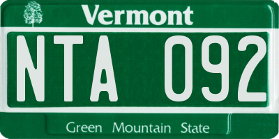 VT license plate NTA092