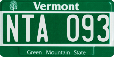 VT license plate NTA093