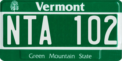VT license plate NTA102