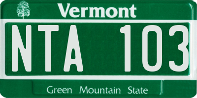 VT license plate NTA103