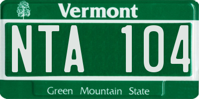 VT license plate NTA104