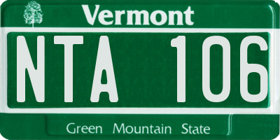 VT license plate NTA106