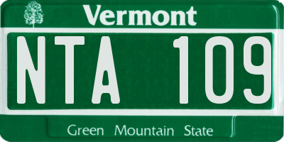 VT license plate NTA109