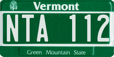 VT license plate NTA112