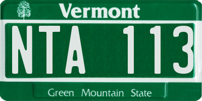 VT license plate NTA113