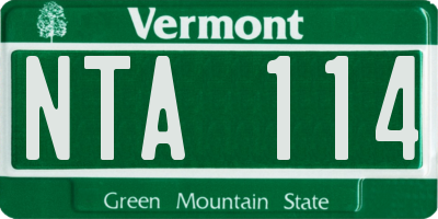 VT license plate NTA114