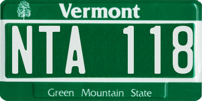 VT license plate NTA118