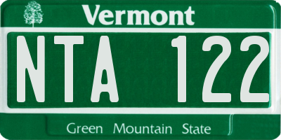 VT license plate NTA122