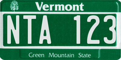 VT license plate NTA123