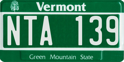 VT license plate NTA139