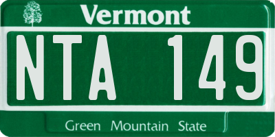 VT license plate NTA149