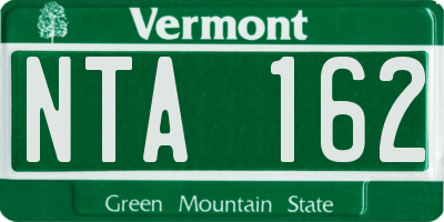VT license plate NTA162