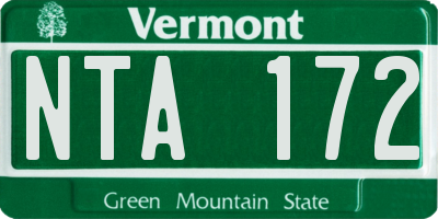 VT license plate NTA172