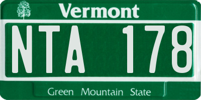 VT license plate NTA178