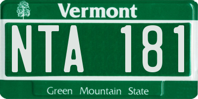 VT license plate NTA181