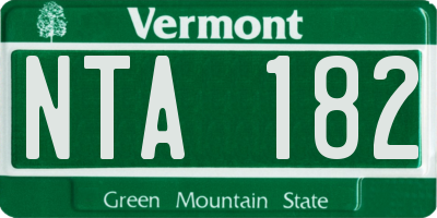 VT license plate NTA182