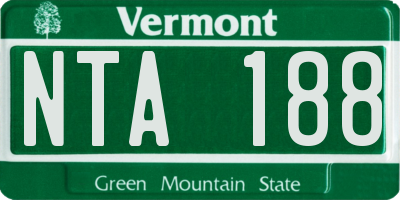 VT license plate NTA188