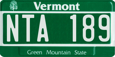VT license plate NTA189