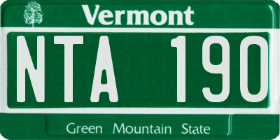 VT license plate NTA190