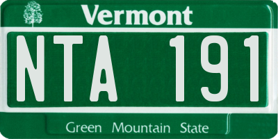 VT license plate NTA191