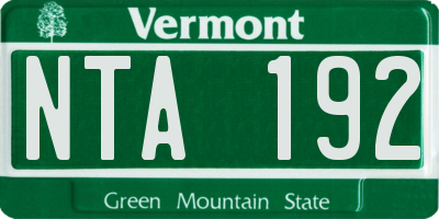VT license plate NTA192