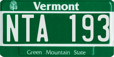 VT license plate NTA193