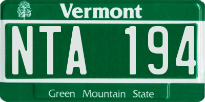 VT license plate NTA194