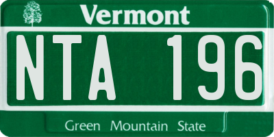 VT license plate NTA196