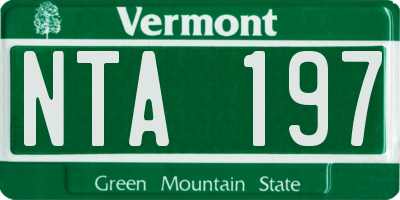 VT license plate NTA197