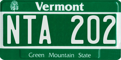 VT license plate NTA202
