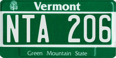 VT license plate NTA206