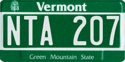 VT license plate NTA207