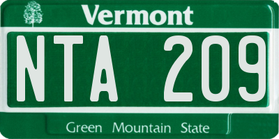 VT license plate NTA209