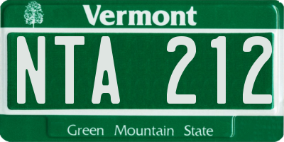 VT license plate NTA212