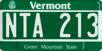 VT license plate NTA213