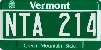 VT license plate NTA214
