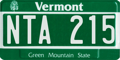 VT license plate NTA215