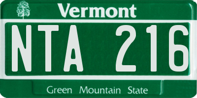 VT license plate NTA216
